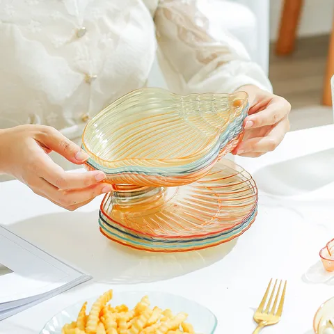 Piatto Frutta in Plastica a Forma di Conchiglia Moderna Minimalista Vassoio per Snack Creativo a Scomparti Ciotola per Caramelle e Noci