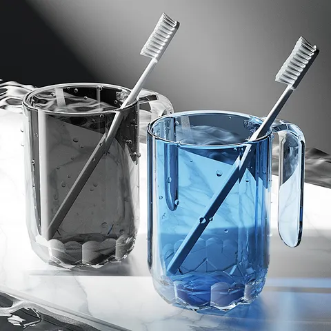 Nordic Minimalist Light Luxury Mouthwash Cup Transparent Plastic Toothbrush Cup Geometric Faceted Gargle Cup