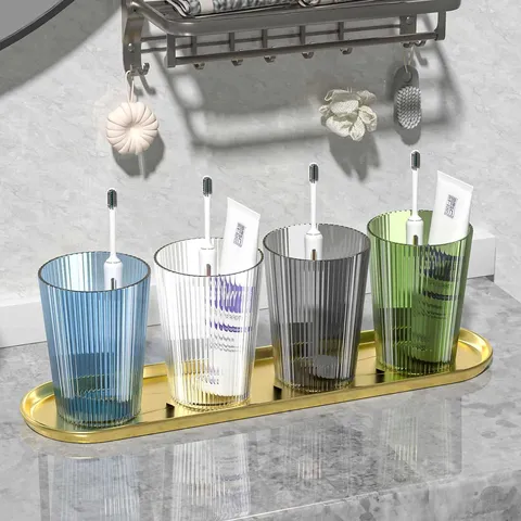 Tazza per Collutorio in Plastica Trasparente Martellata Minimalista Tazza per Acqua Potabile Domestica Portaspazzolino Portatile
