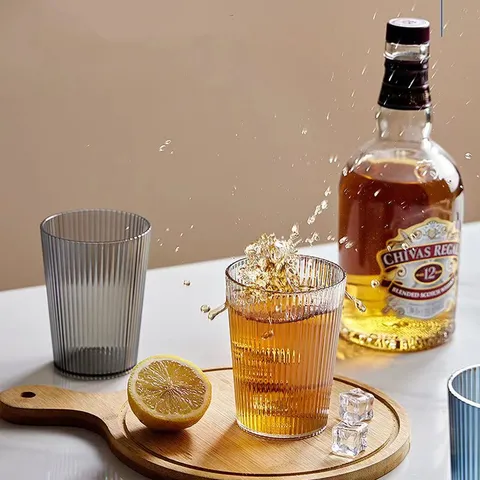 Tazza per Collutorio in Plastica Trasparente Martellata Minimalista Tazza per Acqua Potabile Domestica Portaspazzolino Portatile