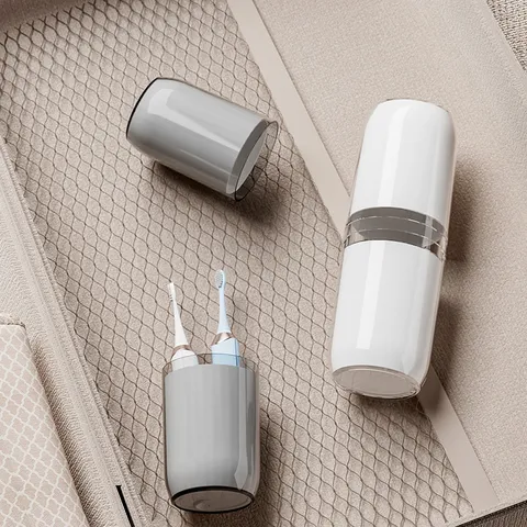 Portable Travel Toothbrush Holder Mouthwash Cup Set Plastic Clear Toiletry Organizer Cup For Family Outdoor Camping