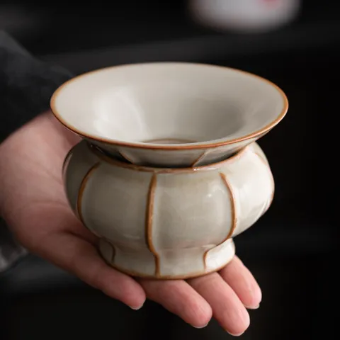 Traditionele Chinese Ru Kiln Keramische Theezeef en Filter Set met Basis Kung Fu Theeservies Accessoires Voor Theeliefhebbers