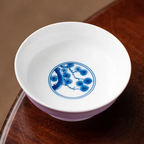 Hand Painted Ceramic Teapot Stand Zen Style Chinese Tea Tray Deep Purple Porcelain Teaware Accessory Pine Tree Pattern Pot Holder