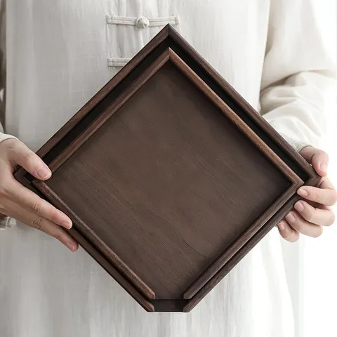 Solid Wood Walnut Tea Tray For Pu'er Tea Cake Kung Fu Tea Ceremony Accessories Separating Plate Serving Tray Home Decor