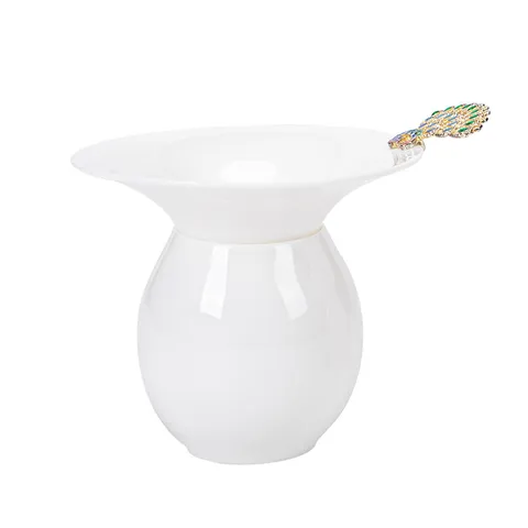 Creative Mutton Fat Jade Ceramic Tea Strainer With Cloisonne Enamel Handle Stainless Steel Mesh Tea Filter Luxury Kung Fu Tea Infuser Leaf Leak Accessories