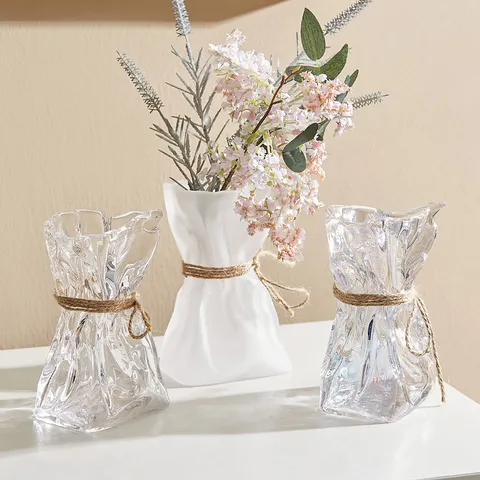Vaso di Vetro Irregolare in Stile Origami Nordico ins Stile Colorato Smerigliato Trasparente Decorazione Idroponica Casa