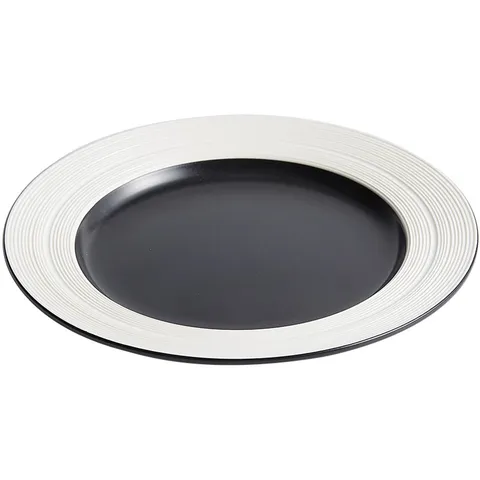 Nordic Ceramic Dinner Plate Minimalist Round Pasta Soup Salad Plate Black White Ribbed Hat Shaped Underglazed Western Steak Plate Home Luxury Kitchenware