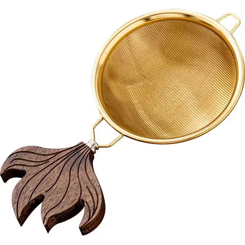 Stainless Steel Tea Infuser Walnut Wood Handle Fine Mesh Tea Strainer For Kung Fu Tea Accessories Loose Leaf Tea Filter