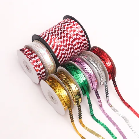 Laser Sequin Ribbon Holographic Sequin Tape For DIY Craft Stage Costume Christmas Bow Decoration Garment Trim Ribbons