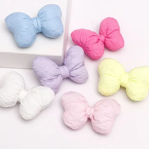 Fiocco Imbottito in Cotone Plissettato 3D Colore Macaron Tessuto DIY Accessori per Capelli Decorazione Abbigliamento Poliestere