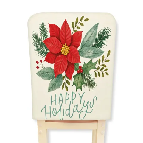 Funda de Silla de Navidad Natural Estampado Pino Piña Comedor Hotel Decoración Festiva