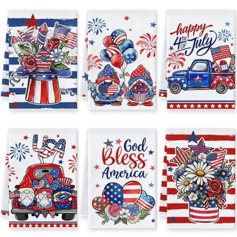 American Independence Day Hand Towel Microfiber Dish Towel Patriotic Star Flag Kitchen Cleaning Cloth Festive Home Decor