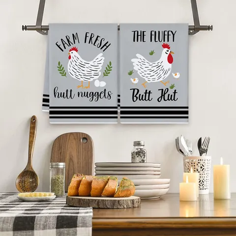 Fattoria Gallo Stampato Cucina Strofinaccio Cartoon Pollo Modello Tavola Decorativo Microfibra Panno Per Pulizia Decorazione Della Casa