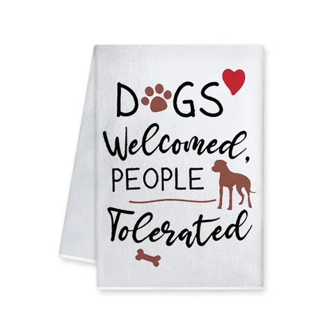Dog Theme Kitchen Hand Towel Microfiber Absorbent Dish Cloth Cute Slogan Print Cleaning Towel For Home