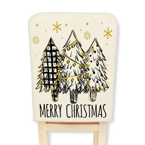 Fodera per Sedia di Natale Retro Americana Motivo Fiocco di Neve Oro Nero Hotel Ristorante Decorazione Festiva