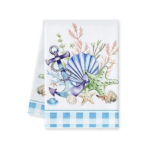 Canovaccio in Microfibra Stampa Marina Conchiglia Stella Marina Cucina Assorbente Pulizia Panno Decorativo