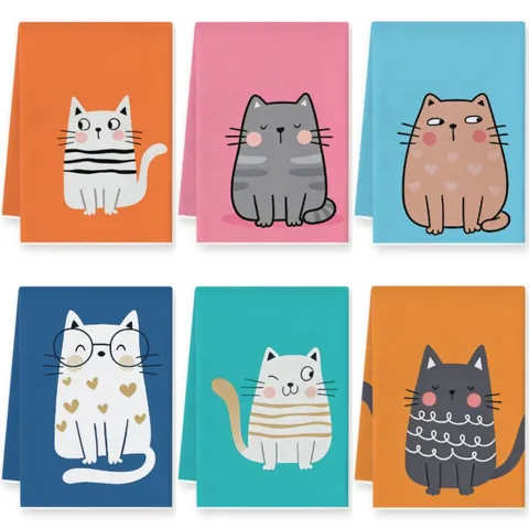 Toalla de Cocina de Microfibra de Gato Toalla de Mano Absorbente Bonito Paño Estampado Paño de Limpieza Doméstica Herramienta
