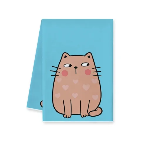 Toalla de Cocina de Microfibra de Gato Toalla de Mano Absorbente Bonito Paño Estampado Paño de Limpieza Doméstica Herramienta