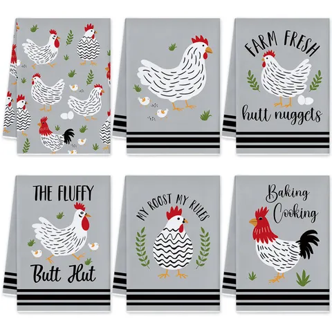 Fattoria Gallo Stampato Cucina Strofinaccio Cartoon Pollo Modello Tavola Decorativo Microfibra Panno Per Pulizia Decorazione Della Casa