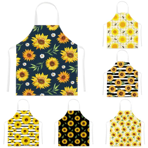 Cartoon Sonnenblume Druck Schmutzabweisende Ärmellose Schürze Süßes Pflanzenmuster Küche Kochen Backen Schürze Für Erwachsene Und Kinder