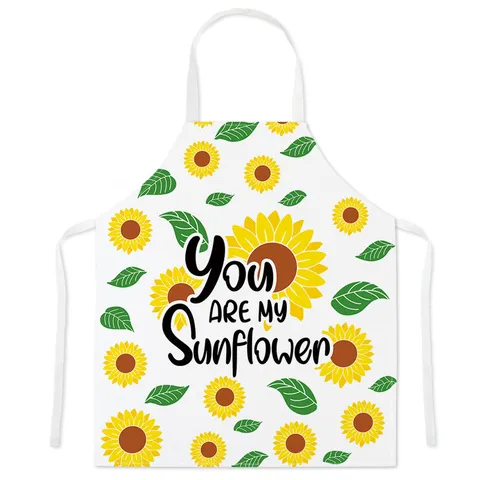 Cartoon Sonnenblume Druck Schmutzabweisende Ärmellose Schürze Süßes Pflanzenmuster Küche Kochen Backen Schürze Für Erwachsene Und Kinder