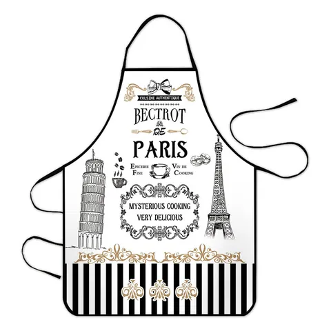 Waterproof Kitchen Apron Paris Eiffel Tower Print Cooking BBQ Restaurant Workwear Chef Apron For Adults