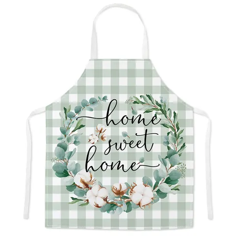 Weihnachten Cartoon Druck Schmutzabweisende Küchenschürze Festlich Karo Blumen Schneemann Erwachsene Kinder Zuhause Kochen Schürze