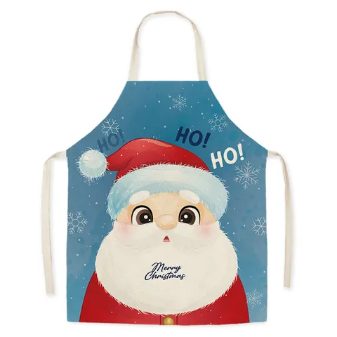 Weihnachten Cartoon Druck Küche Schürze Kunstleinen Wasserdicht Öldicht Erwachsene Und Kinder Schürze Für Zuhause Hausarbeit Kochen