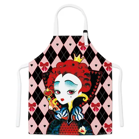Waterproof Polyester Kitchen Apron Cute Cartoon Princess Print Adjustable Neck Bib Apron For Cooking Baking Cleaning Home Use