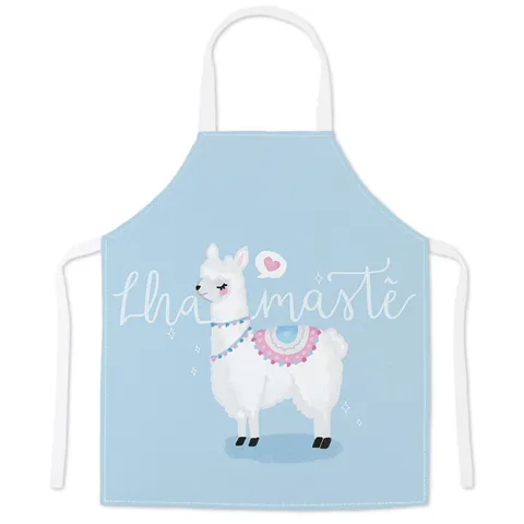Cartoon Alpaca Printed Linen Apron Kitchen Anti-Stain Home Cooking Sleeveless Bib Apron Adult Kids Apron