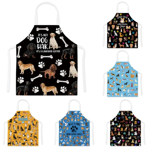 Süße Cartoon Hund Druck Polyester Küche Kochen Backen Schmutzabweisende Ärmellose Schürze Für Erwachsene Und Kinder