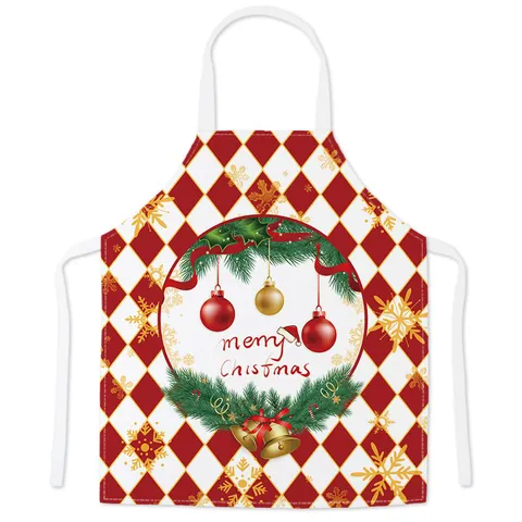 Christmas Festive Printed Imitation Linen Apron Adult And Kids Family Matching Cooking Kitchen Bib Aprons
