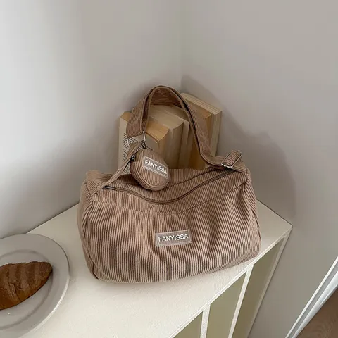 Womens Corduroy Crossbody Bag Casual Daily Shoulder Bag Vintage Large Capacity Tote Bag With Coin Purse