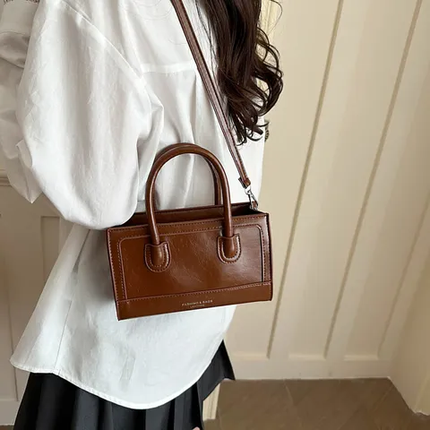 Women's Small Crossbody Bag PU Leather Vintage Casual Shoulder Bag Retro Tote Handbag Everyday Purse Fashion Bag