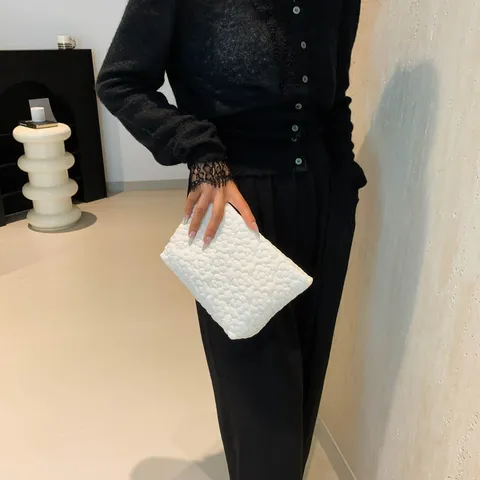 Borsa per Truocchi Floreale Trapuntata in Tela Carino Vintage Casual Viaggio Borsa a Mano Minimalista Cerniera Pochette Per Donne