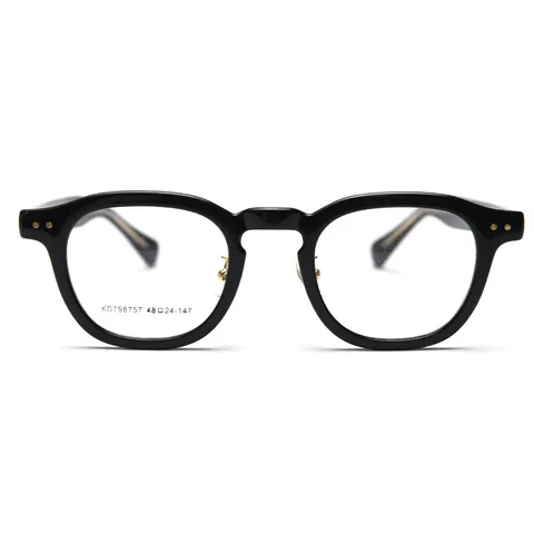 Retro Thick Frame Optical Glasses Frame Unisex Literary Vintage Oval Eyeglasses Frame Metal Temple Clear Lens Eyewear