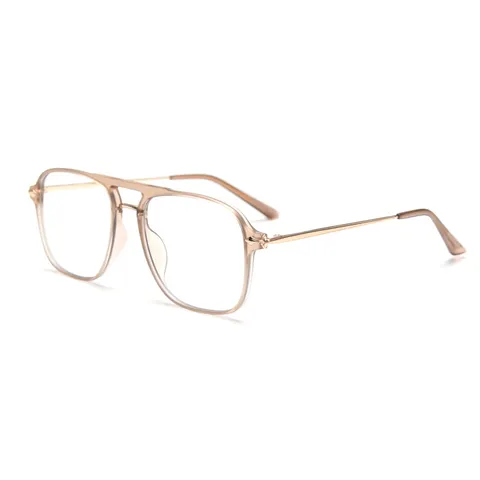 Vintage Retro Double Bridge Optical Glasses Frame TR90 Metal Pilot Eyeglass Frame Unisex Fashion Clear Lens Eyewear
