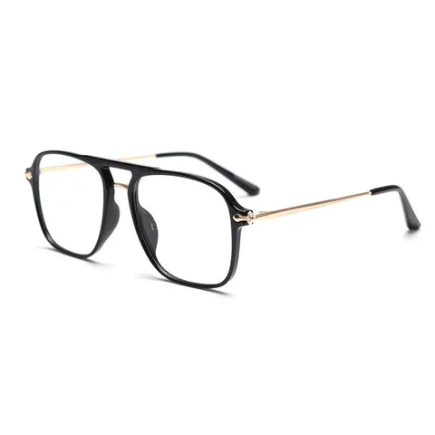 Vintage Retro Double Bridge Optical Glasses Frame TR90 Metal Pilot Eyeglass Frame Unisex Fashion Clear Lens Eyewear