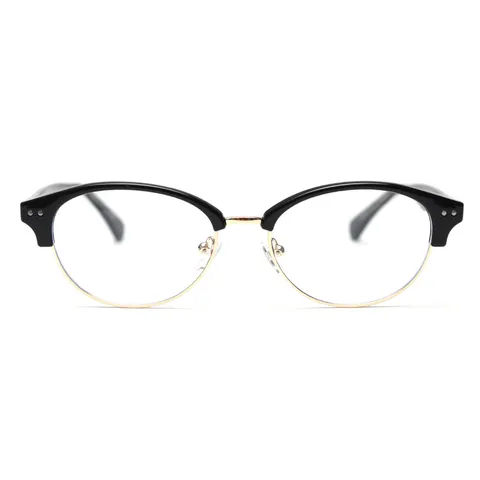 Vintage Oval Semi Rimless Eyeglass Frames Metal And Acetate Optical Glasses For Men And Women Clear Lens Fashion Eyewear
