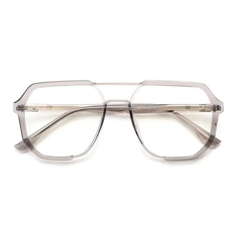 TR90 Optical Eyeglass Frame Retro Double Bridge Polygon Clear Flat Light Glasses Unisex Fashion Eyewear