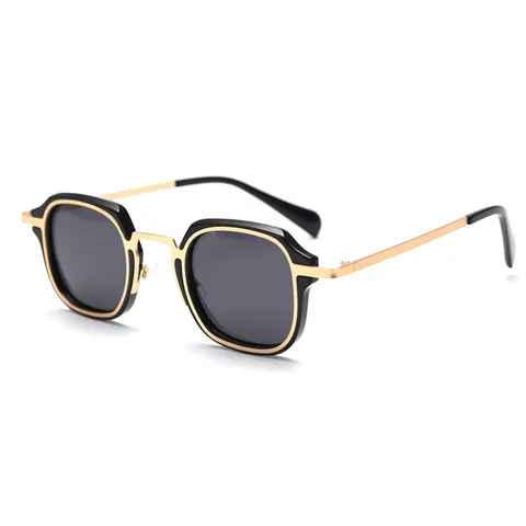 Vintage Metal Polygon Polarized Sunglasses For Men And Women Fashion Punk Chic Streetwear UV400 Sun Glasses