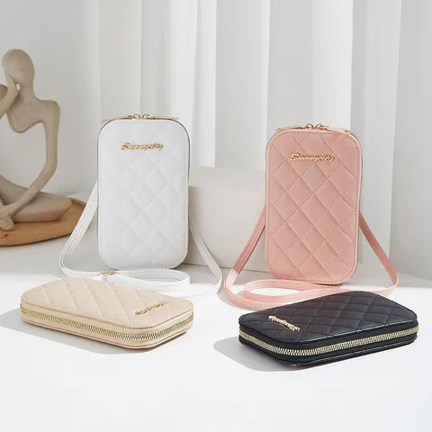 Borsa a Tracolla per Telefono Trapuntata da Donna Lusso in Pelle PU Custodia per Cellulare Borsa a Spalla Piccola Leggera Mini Borsa alla Moda