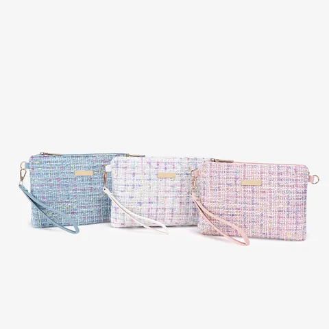 Γυναικεία Τσάντα Χιαστί Tweed Στυλ Chanel Μικρή Χαριτωμένη Κεντημένη Υφαντή Τσάντα Χειρός Με Λουράκι Καρπού Μοντέρνα Τετράγωνη Τσάντα