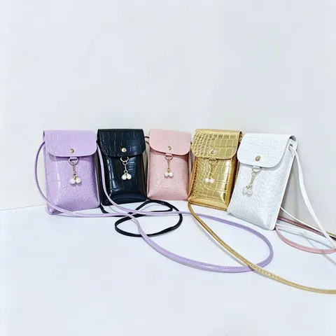 Luxe Krokodillenpatroon PU Leer Mobiele Telefoontas Voor Dames Mini Crossbody Schoudertas Met Kunstparel Tassel