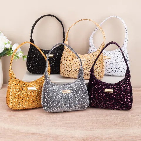 Bling Pailletten Onderarmtas PU Medium Schoudertas Street Trendy Dames Casual Dagelijkse Handtas