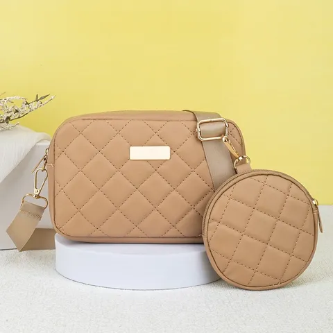 Women Quilted PU Crossbody Bag Trendy Chain Camera Bag Luxury Argyle Shoulder Bag Fashion Multi-Functional Purse With Coin Pocket