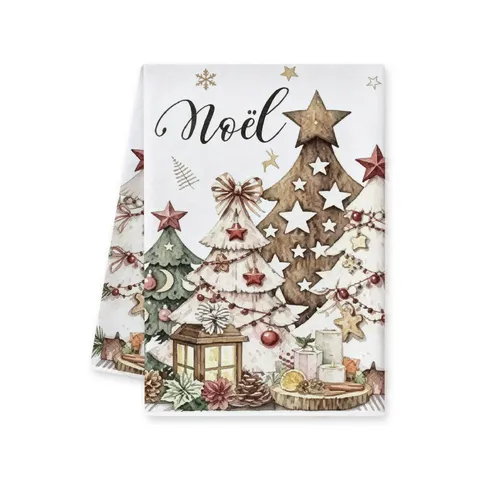 Kerst Microvezel Keukendoek Landelijk Aquarel Print Hut Boom Vakantie Huis Decoratie Vaatdoek Winter Feestelijke Doek
