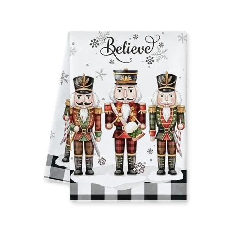 Kerst Notenkraker Kabouter Slee Bedrukte Microvezel Keukendoeken Rood Zwart Geruit Vaatdoeken Feestelijke Decoratie