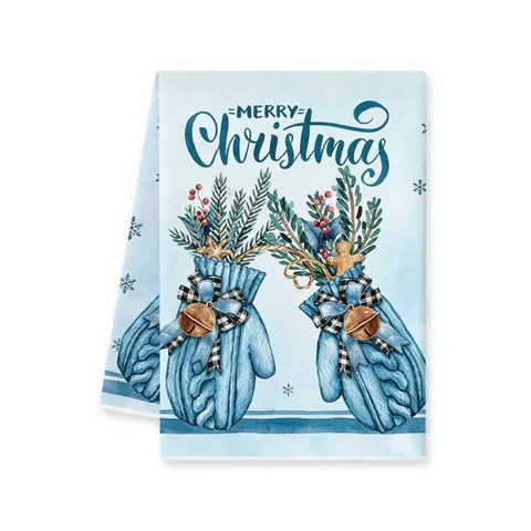 Blauwe Kerst Microvezel Keukenhanddoek Absorberende Vaatdoek Met Sneeuwpop Rendier Vrachtwagen Print Feestelijke Winter Decoratie Voor Keuken