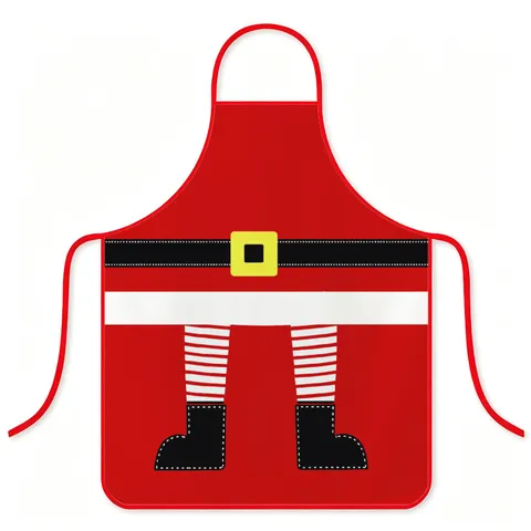 Santa Claus Cartoon Printed Waterproof Apron For Christmas Party Halter Neck Kitchen Bib Stain Resistant Polyester Apron Gift